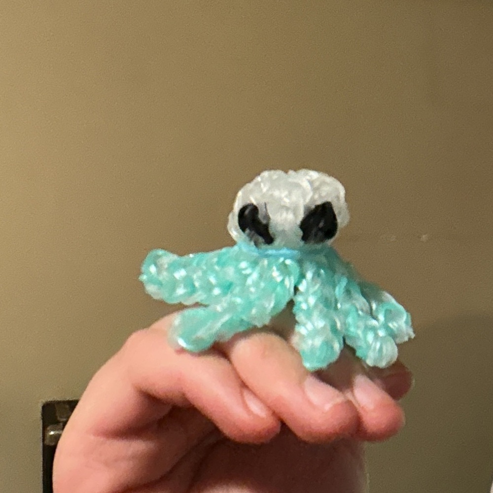 Handmade Crochet Octopus Toy for Small Pets - Aqua and White